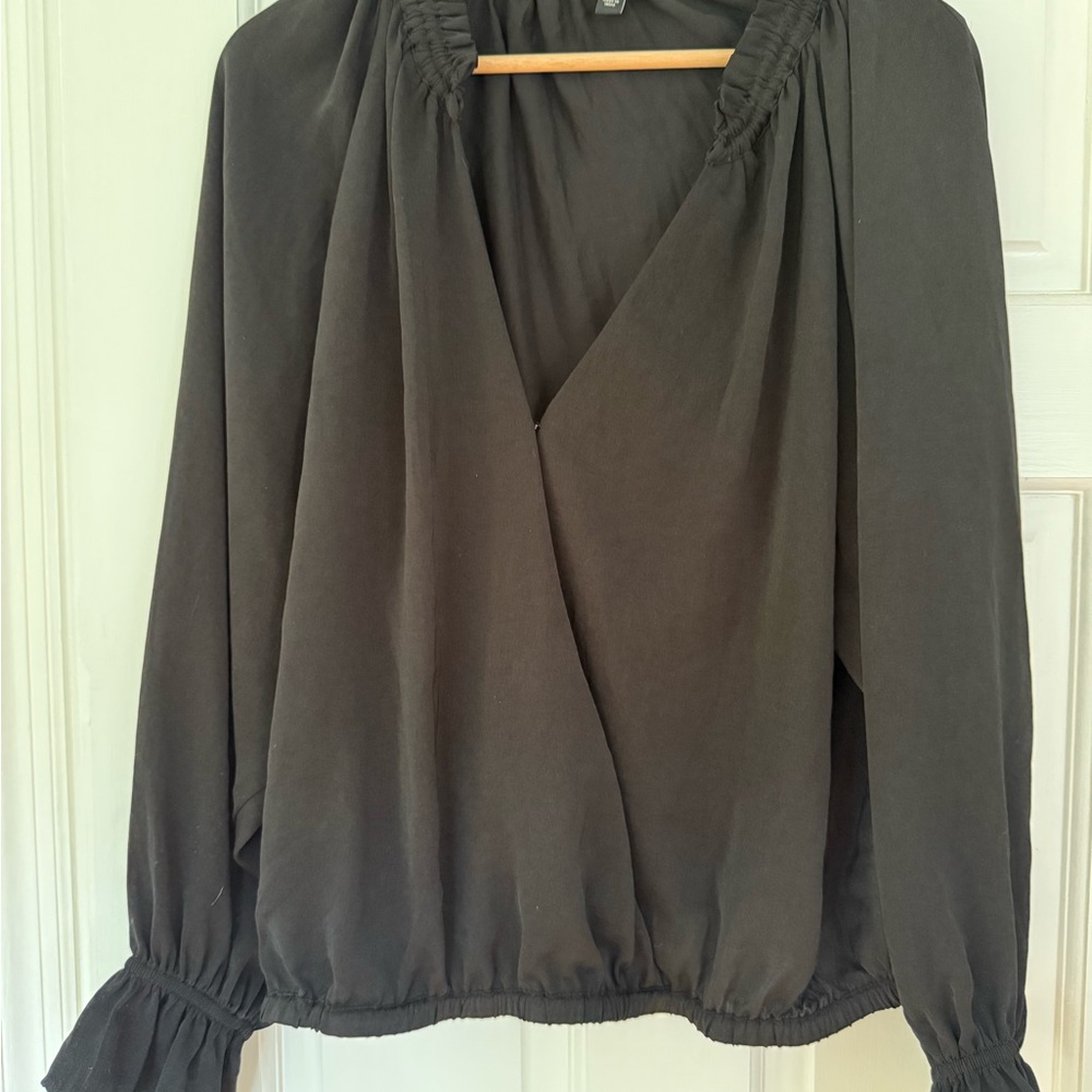 Banana Republic Black Blouse with Ruffled Sleeves